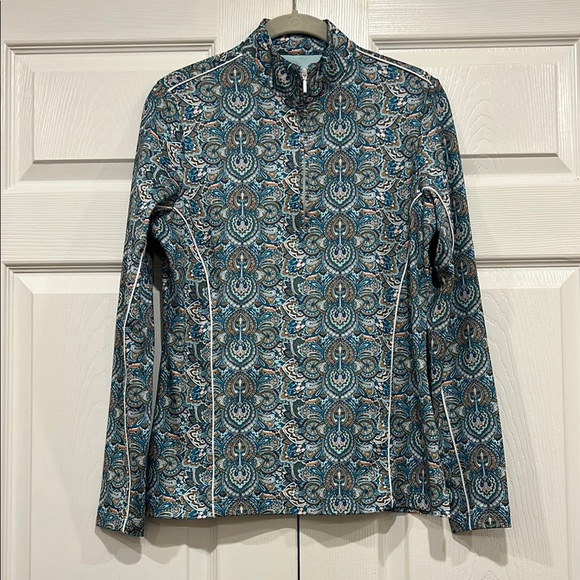 Peter Millar 1/4 Zip Pullover Green Paisley Womens Size Small - Picture 1 of 6